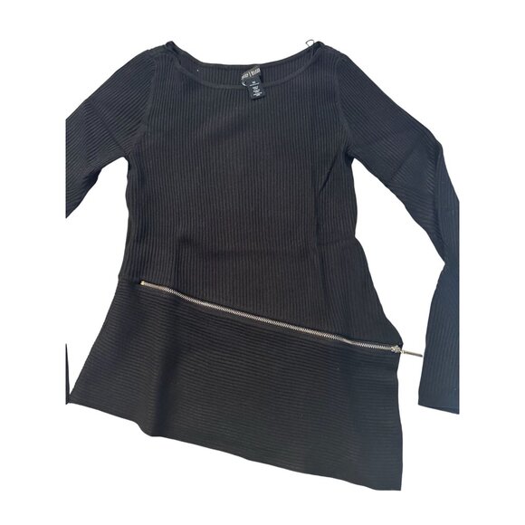 WHITE HOUSE BLACK MARKET WHBM Black Long Sleeve Asymmetrical Trim Blouse Sz XS - Picture 4 of 7